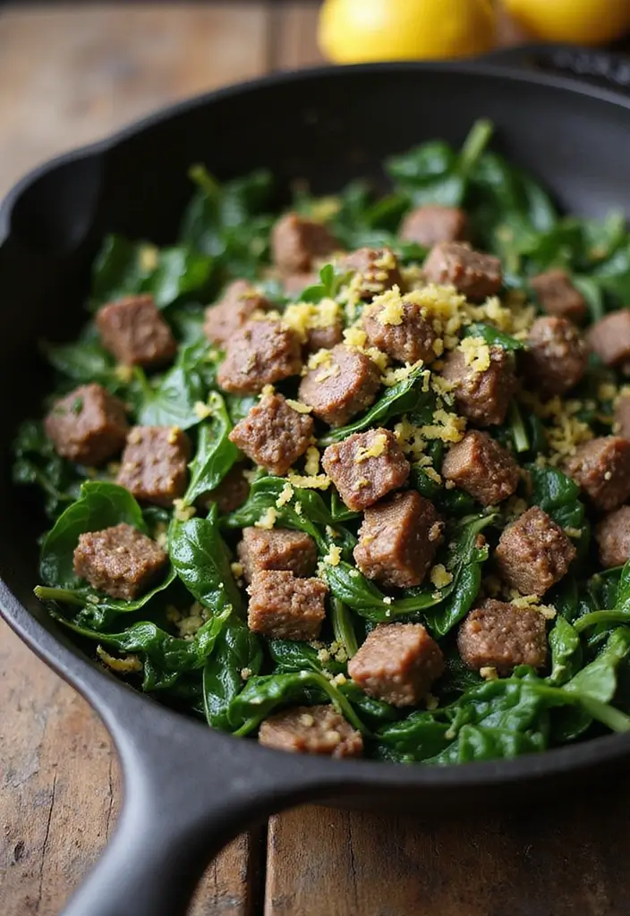 30 Ground Meat Skillet Recipes That Make Busy Nights Easy - 12. Ground Beef and Spinach Skillet