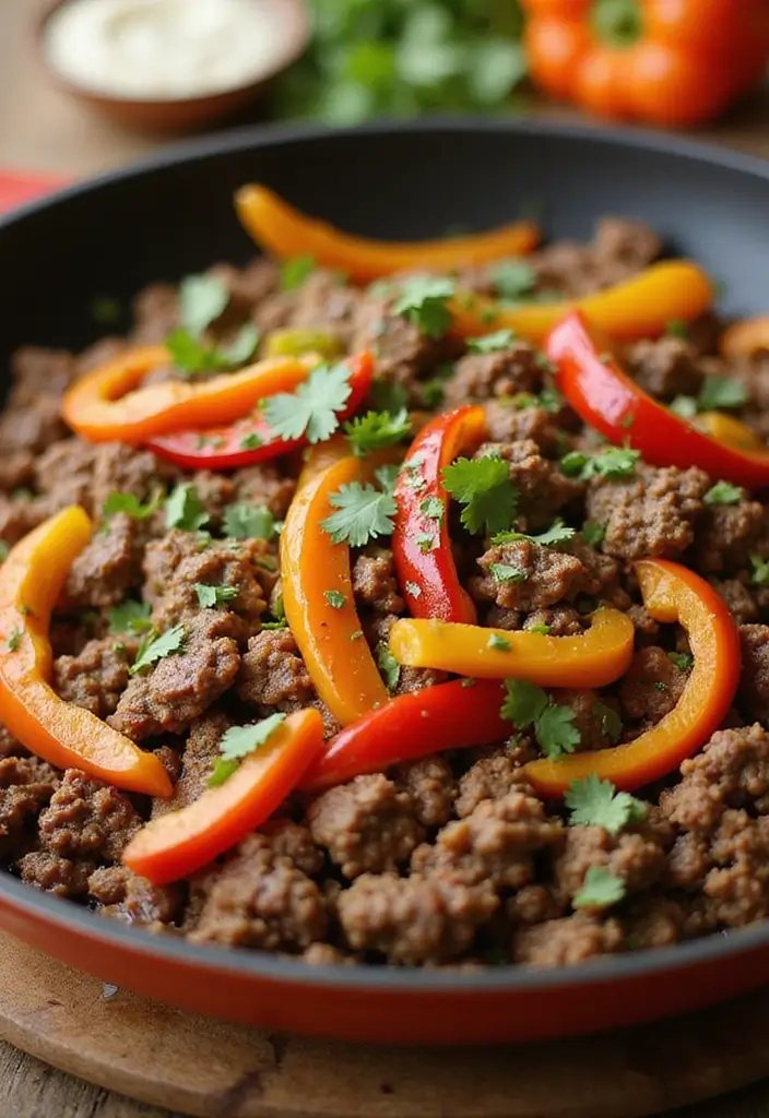 30 Ground Meat Skillet Recipes That Make Busy Nights Easy - 15. Ground Beef and Bell Pepper Skillet