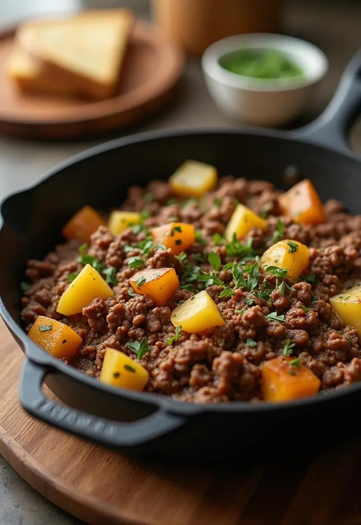 30 Ground Meat Skillet Recipes That Make Busy Nights Easy - 21. Ground Beef and Potato Skillet