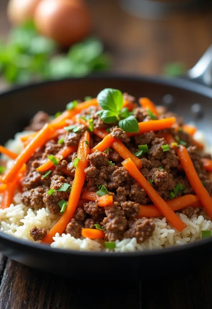 30 Ground Meat Skillet Recipes That Make Busy Nights Easy - 25. Ground Beef and Carrot Stir-Fry