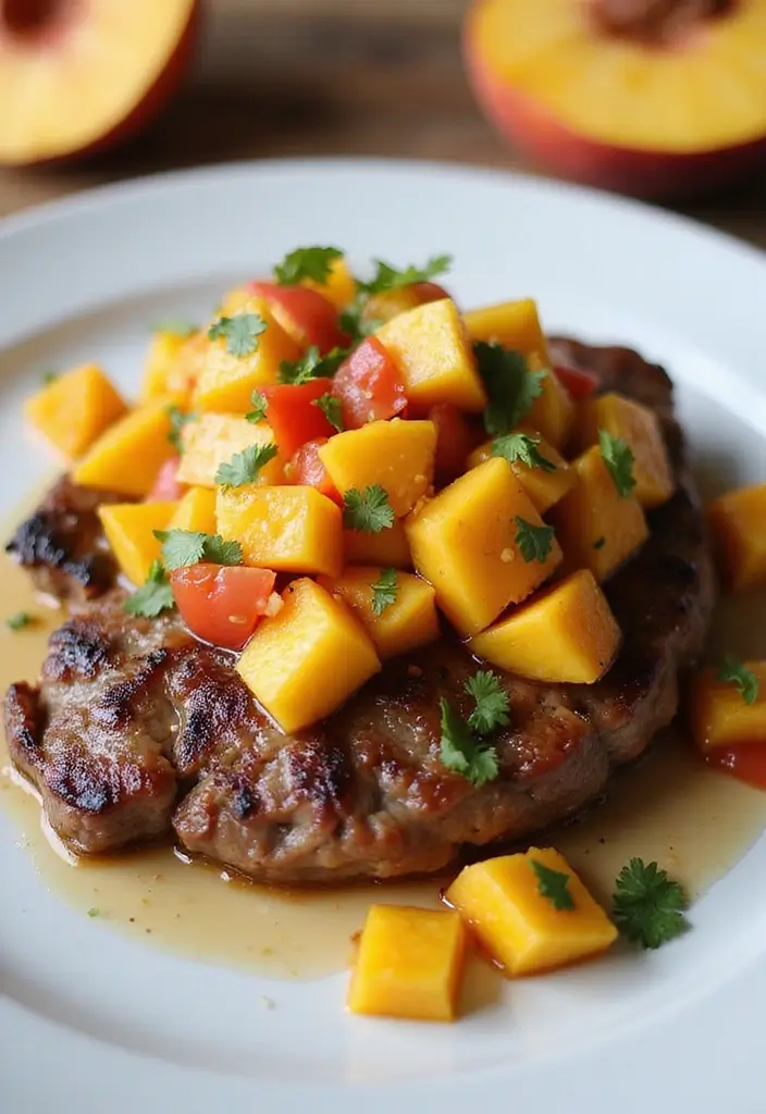 30 Sirloin Steak Recipes That Hit the Perfect Balance - 26. Sirloin Steak with Peach Salsa