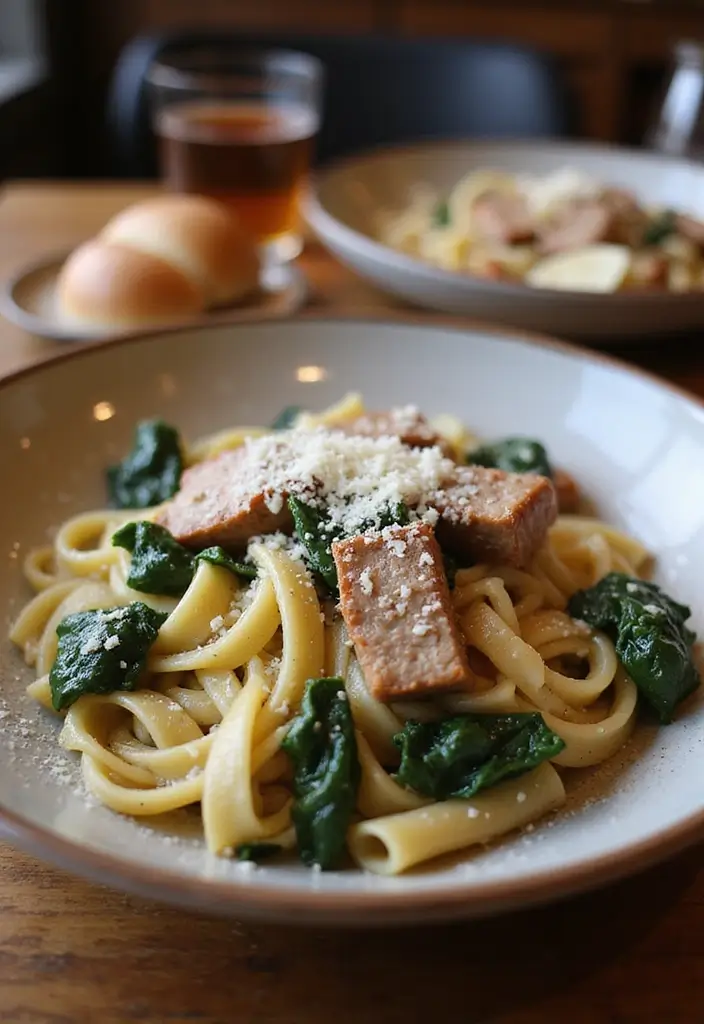 30 Slow Cooker Pork Recipes That Practically Cook Themselves - 26. Pork and Spinach Pasta