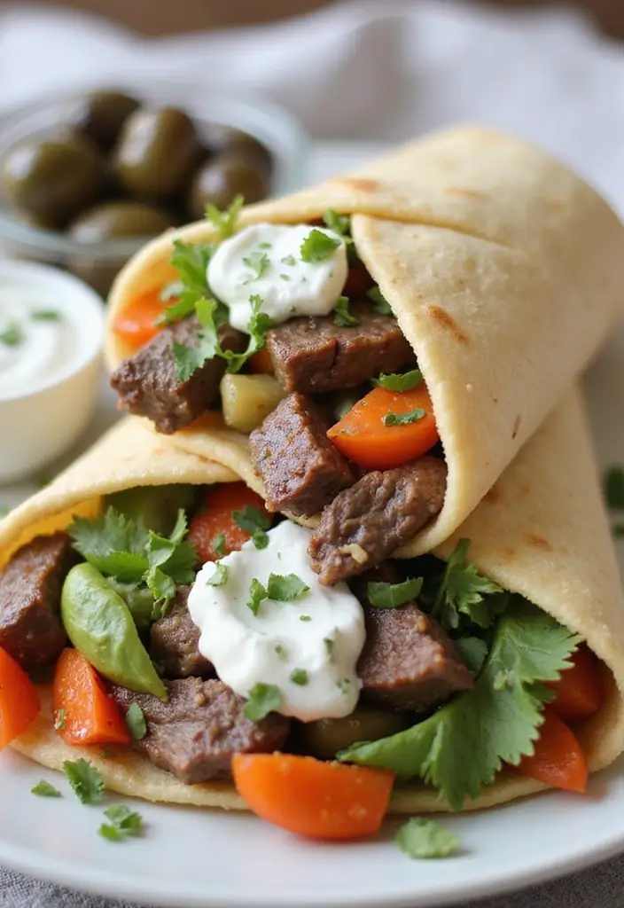 30 Steak Burrito Recipes That Pack Bold, Delicious Flavor - 11. Mediterranean Steak Burrito