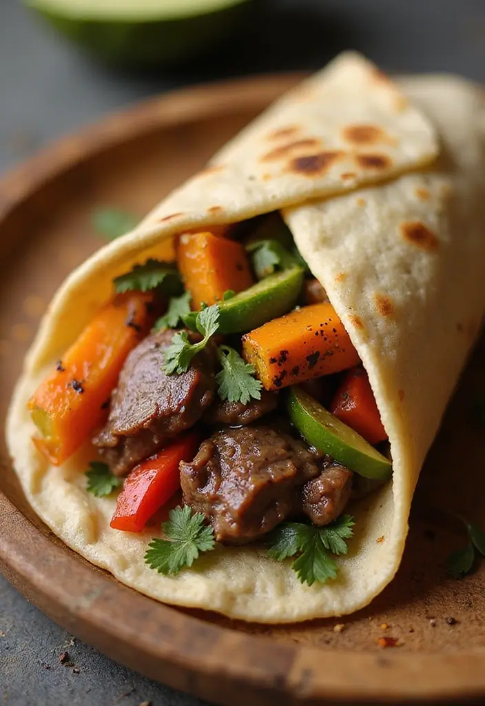 30 Steak Burrito Recipes That Pack Bold, Delicious Flavor - 26. Steak & Roasted Veggie Burrito