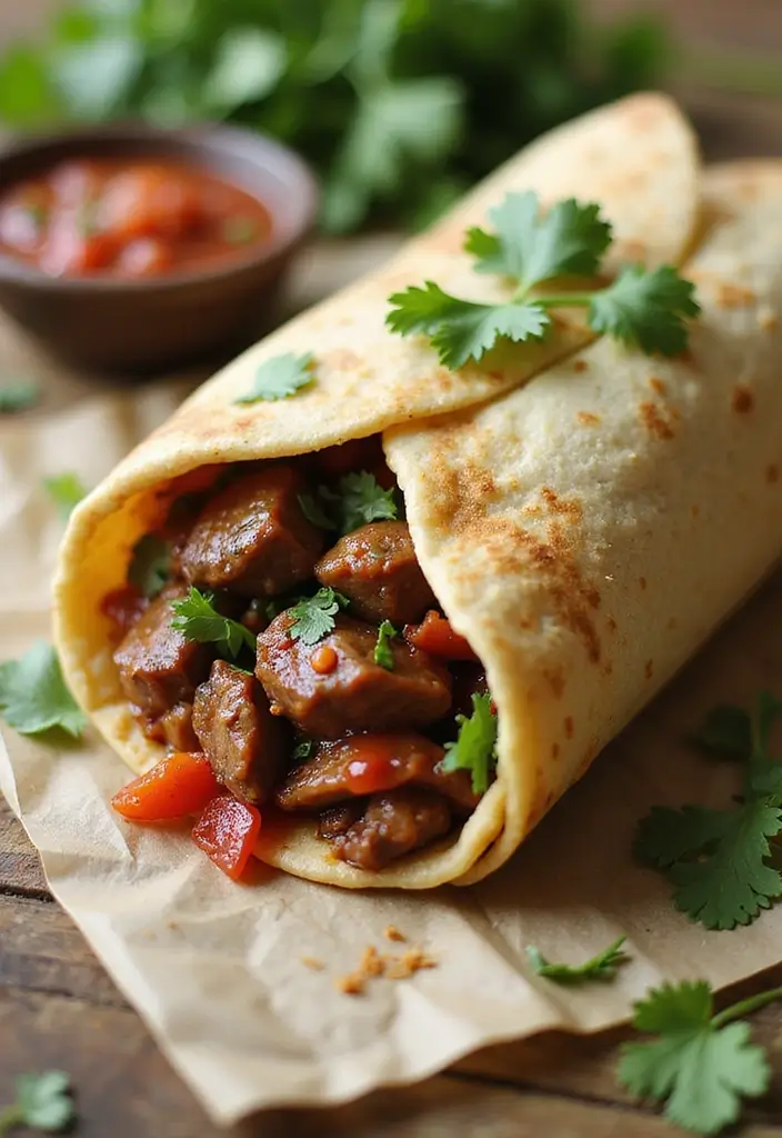 30 Steak Burrito Recipes That Pack Bold, Delicious Flavor - 28. Spicy Sirloin & Cilantro Burrito