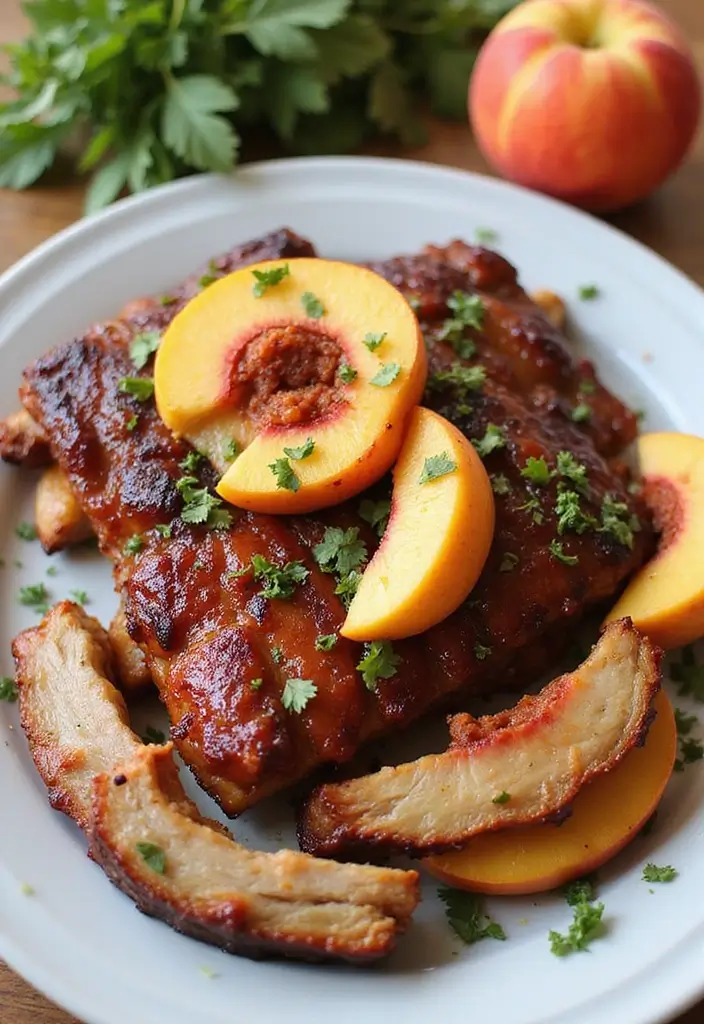 30 Sweet and Tangy Pork Rib Recipes That Steal the Show - 19. Ginger Peach BBQ Ribs