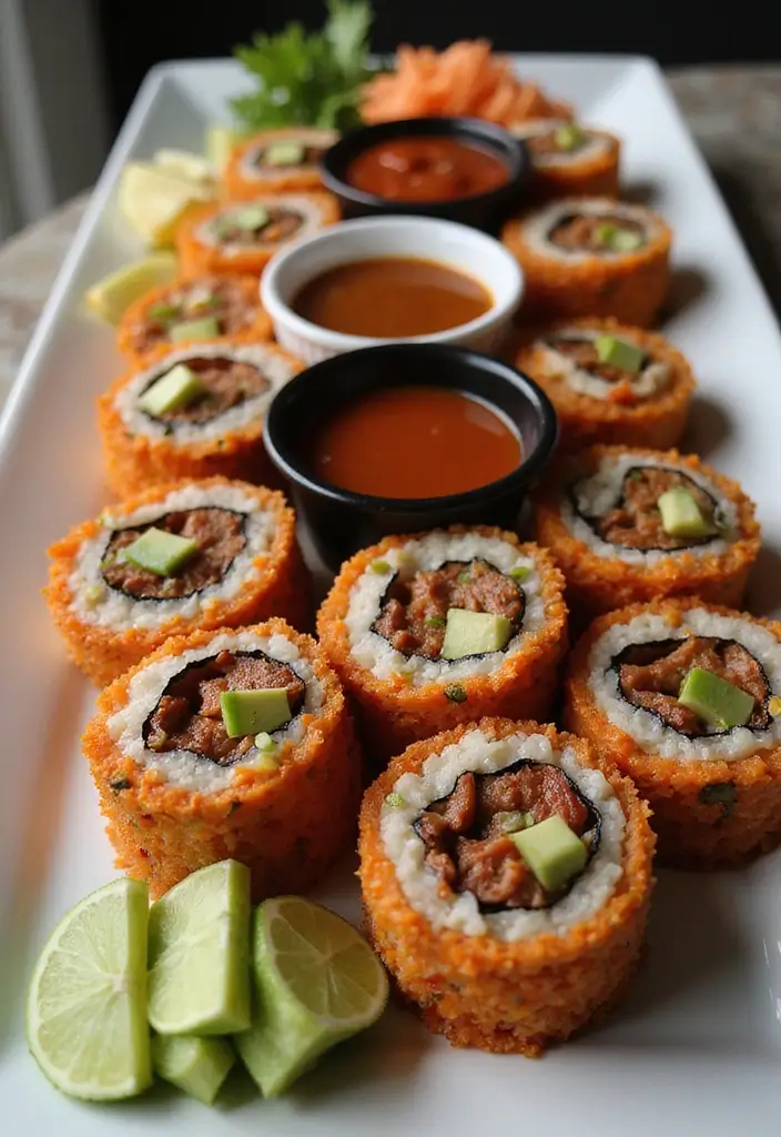31 BBQ Brisket Ideas That Impress at Every Gathering - 17. BBQ Brisket Sushi Rolls