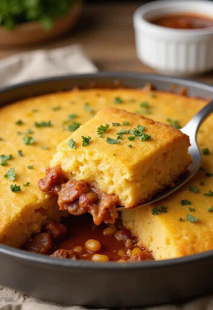 31 BBQ Brisket Ideas That Impress at Every Gathering - 21. BBQ Brisket Cornbread Casserole
