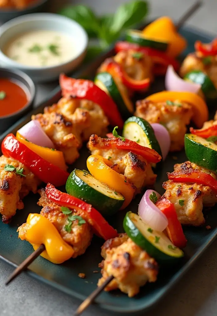 32 Crispy Chicken Innovations That Reinvent Dinner Classics - 19. Crispy Chicken & Veggie Skewers