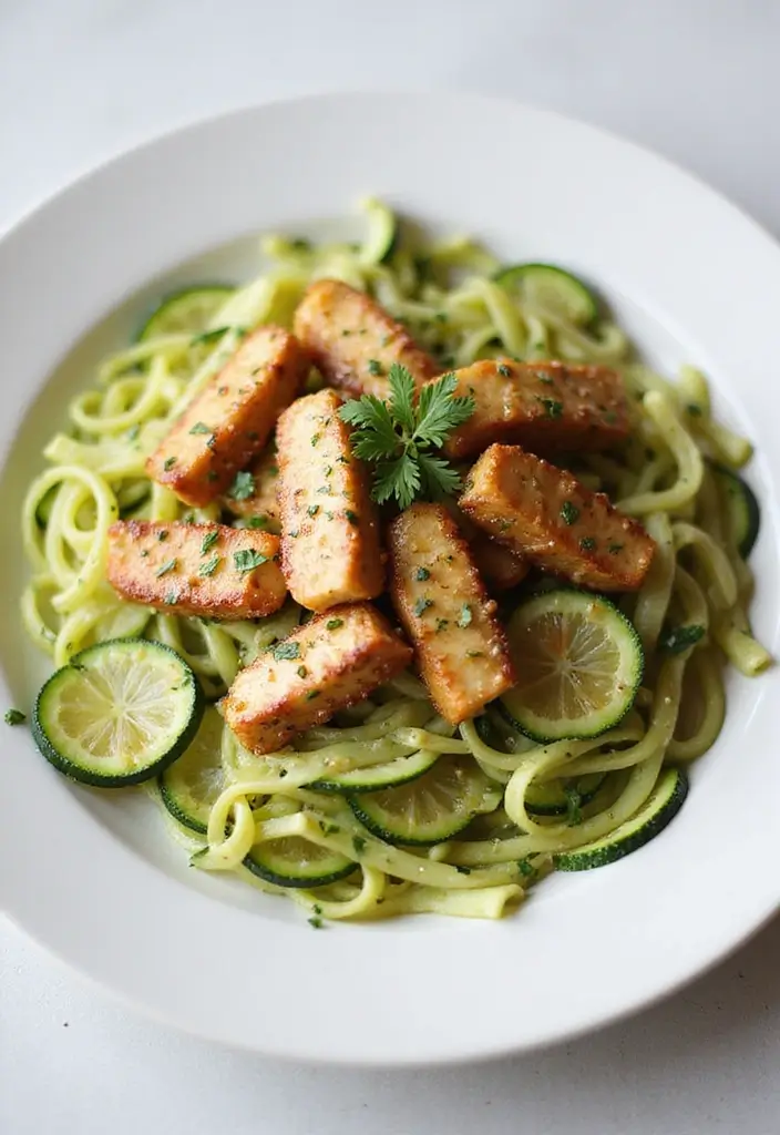 32 Crispy Chicken Innovations That Reinvent Dinner Classics - 23. Crispy Chicken & Zucchini Noodles
