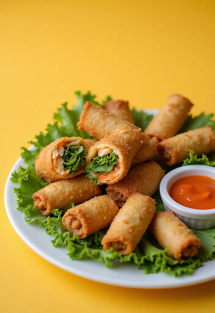 32 Crispy Chicken Innovations That Reinvent Dinner Classics - 30. Crispy Chicken & Veggie Spring Rolls