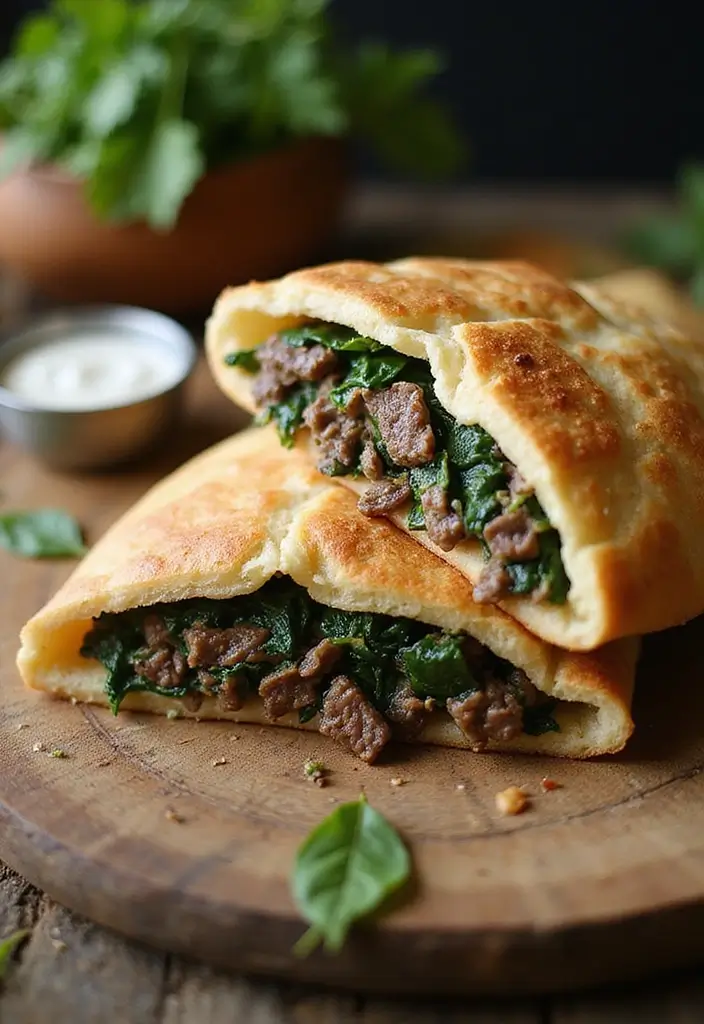 32 Meat Pie Recipes That Are Perfect for Cozy Evenings - 25. Beef and Spinach Calzone