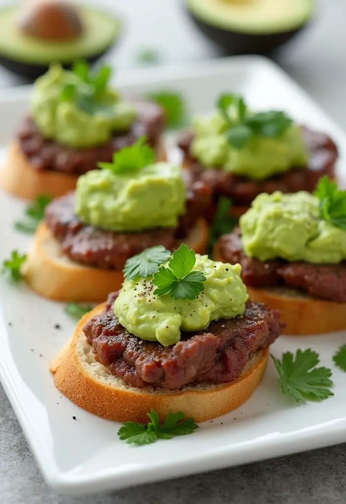 32 Trendy Steak Crostini Recipes to Impress Any Crowd - 10. Steak and Avocado Crostini