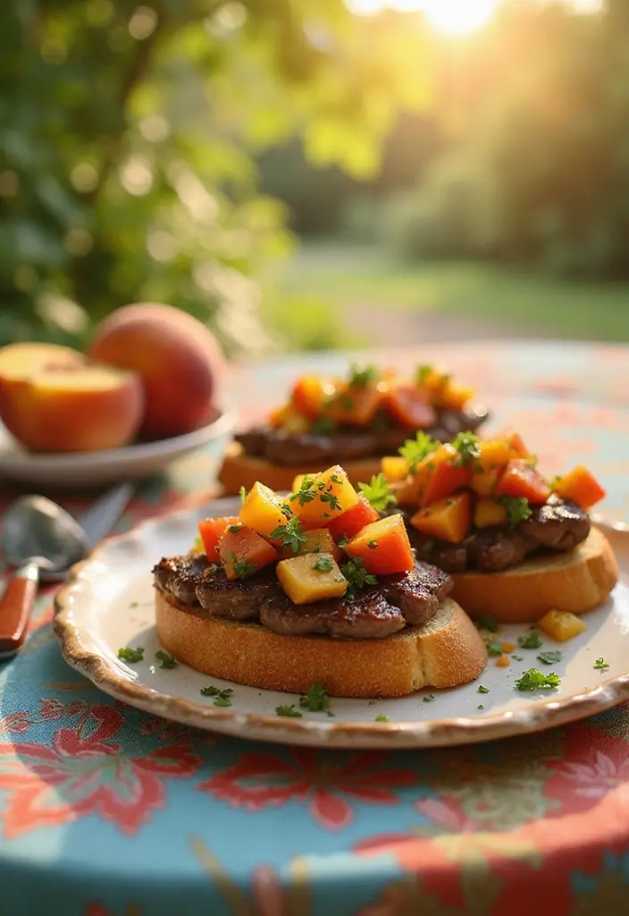 32 Trendy Steak Crostini Recipes to Impress Any Crowd - 11. Steak with Peach Salsa
