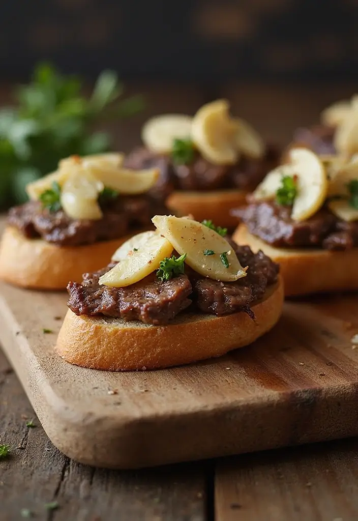 32 Trendy Steak Crostini Recipes to Impress Any Crowd - 19. Steak and Roasted Garlic Crostini