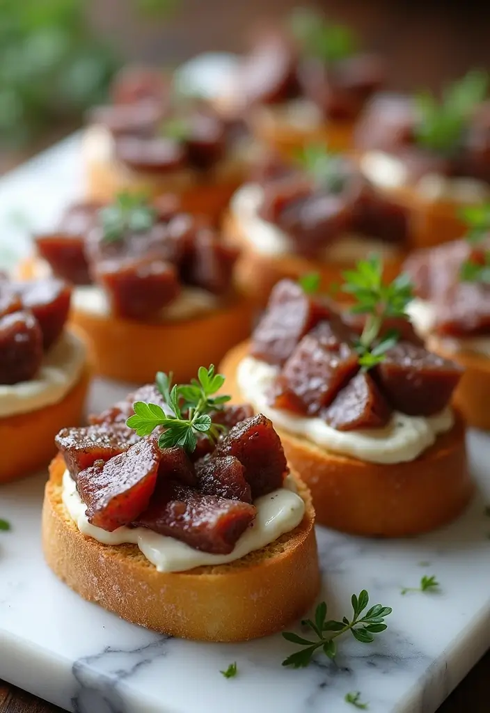 32 Trendy Steak Crostini Recipes to Impress Any Crowd - 20. Steak and Cream Cheese Crostini