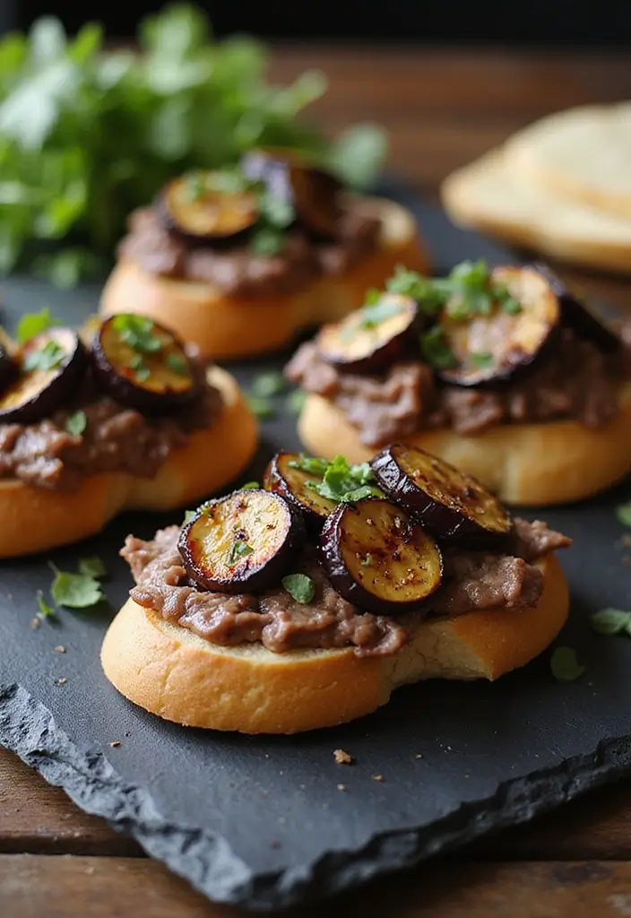 32 Trendy Steak Crostini Recipes to Impress Any Crowd - 29. Steak and Eggplant Crostini