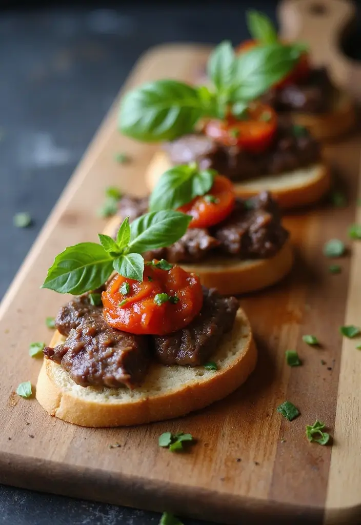 32 Trendy Steak Crostini Recipes to Impress Any Crowd - 30. Steak and Tomato Jam Crostini
