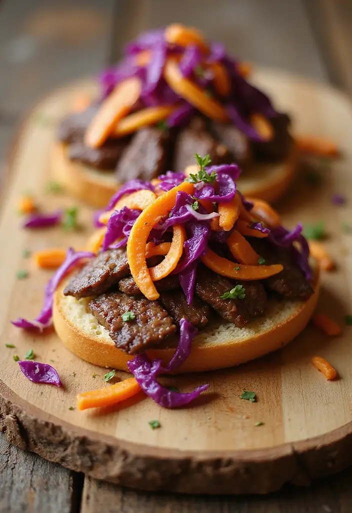 32 Trendy Steak Crostini Recipes to Impress Any Crowd - 31. Steak and Cabbage Slaw Crostini