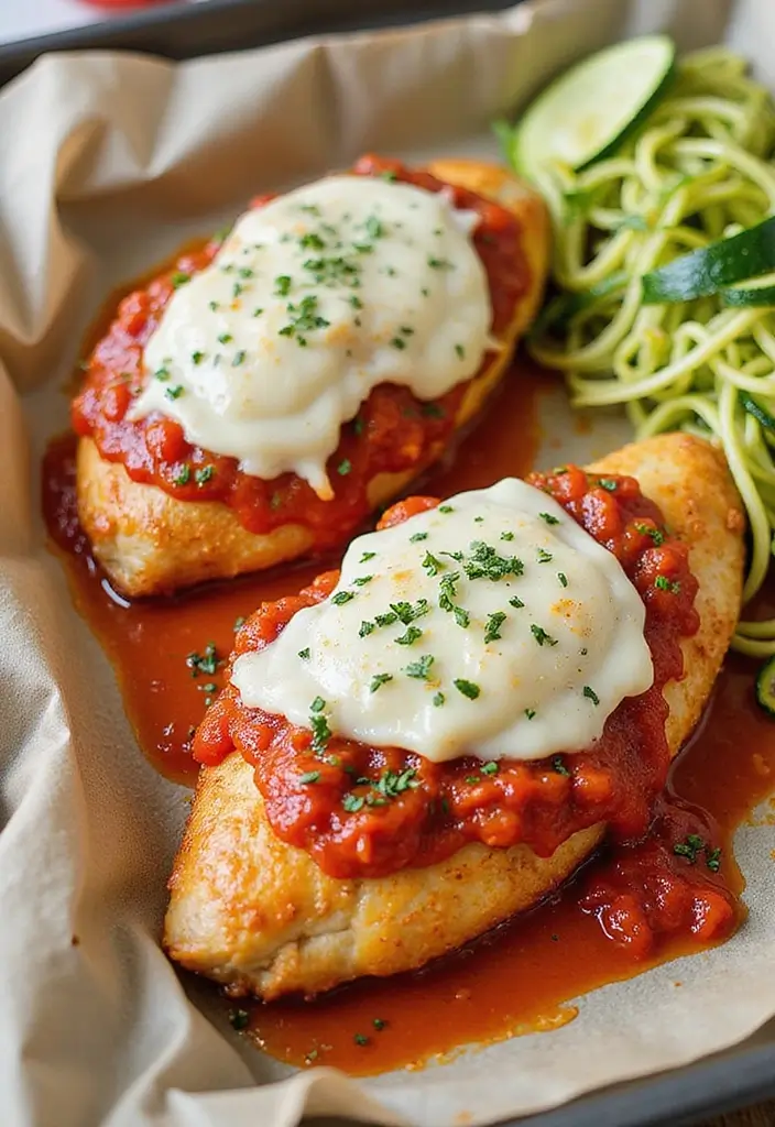 33 Meat-Based Sheet Pan Recipes That Save Dinner - 20. Chicken Parmesan Sheet Pan Dinner