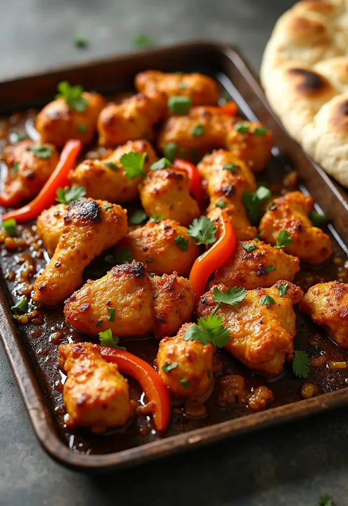 33 Meat-Based Sheet Pan Recipes That Save Dinner - 21. Sheet Pan Chicken Tikka with Naan