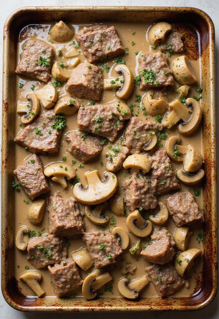 33 Meat-Based Sheet Pan Recipes That Save Dinner - 25. Sheet Pan Beef Stroganoff