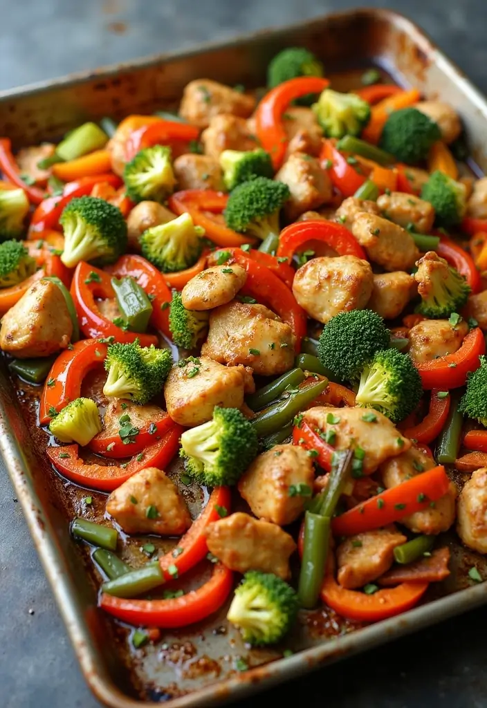 33 Meat-Based Sheet Pan Recipes That Save Dinner - 28. Chicken and Vegetable Stir Fry