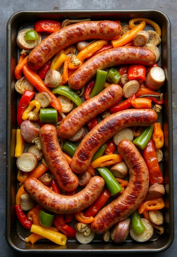33 Meat-Based Sheet Pan Recipes That Save Dinner - 3. Spicy Sheet Pan Sausage and Peppers