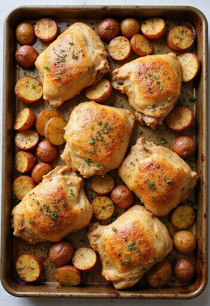 33 Meat-Based Sheet Pan Recipes That Save Dinner - 30. Chicken and Potato Bake