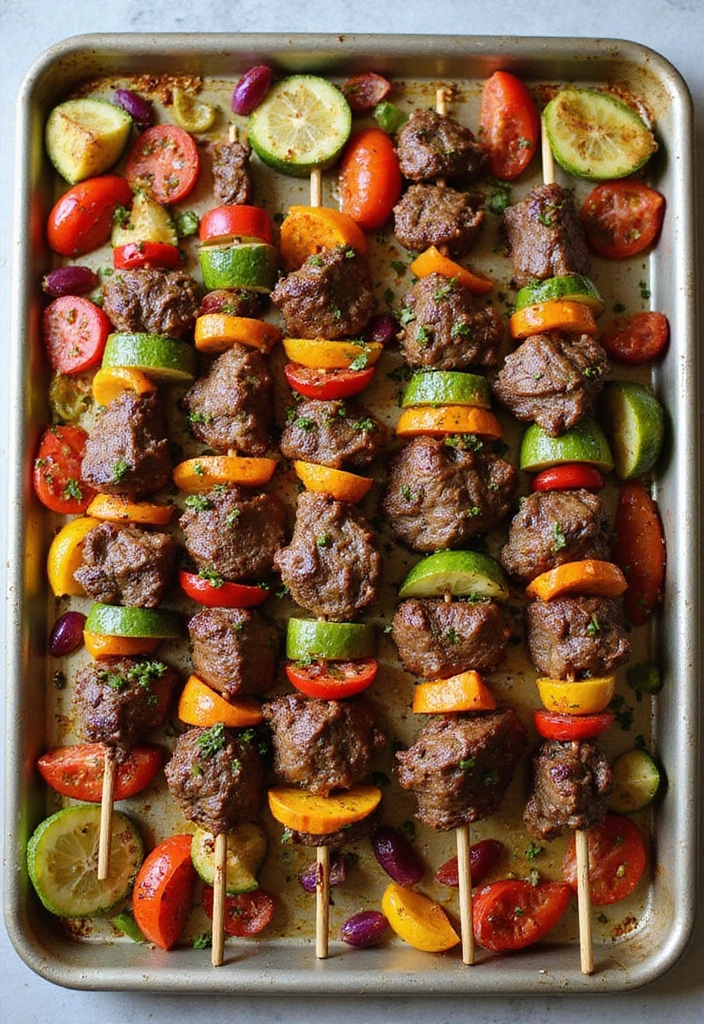 33 Meat-Based Sheet Pan Recipes That Save Dinner - 8. Mediterranean Lamb Skewers